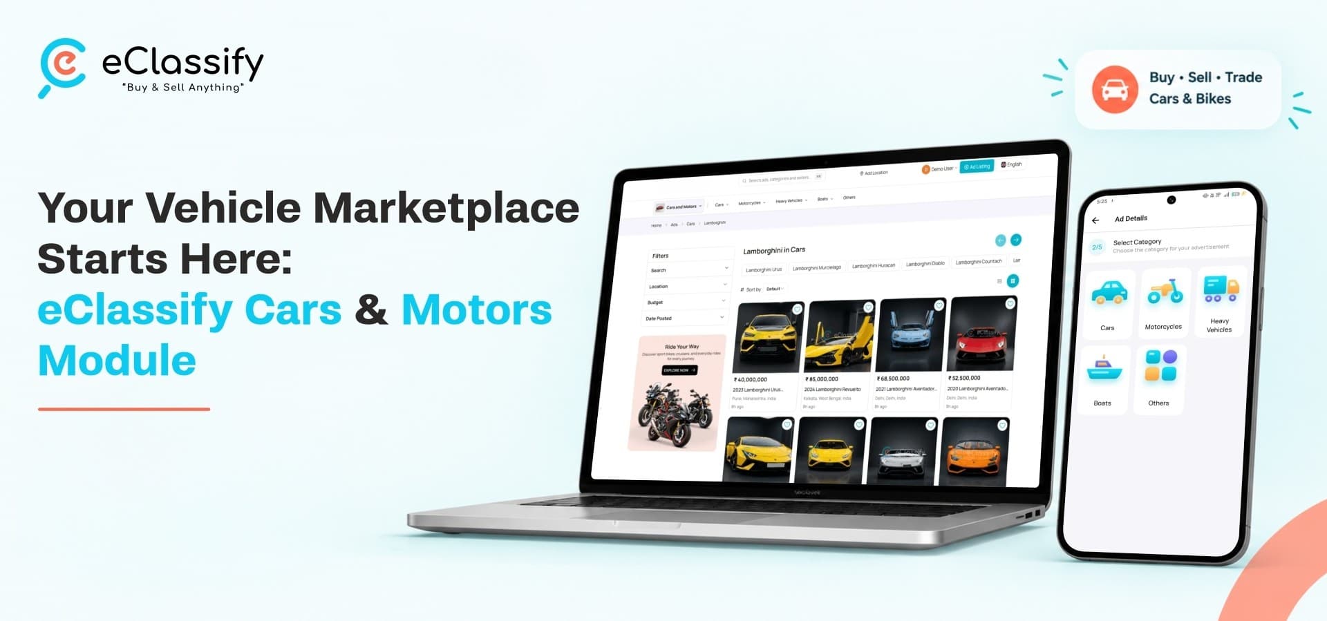 Your Vehicle Marketplace Starts Here: eClassify Cars & Motors Module