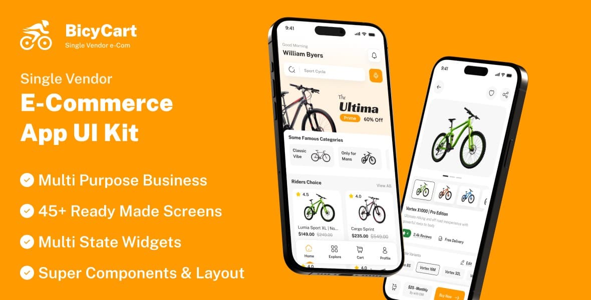 BicyCart – Single Vendor E-Commerce App UI Kit