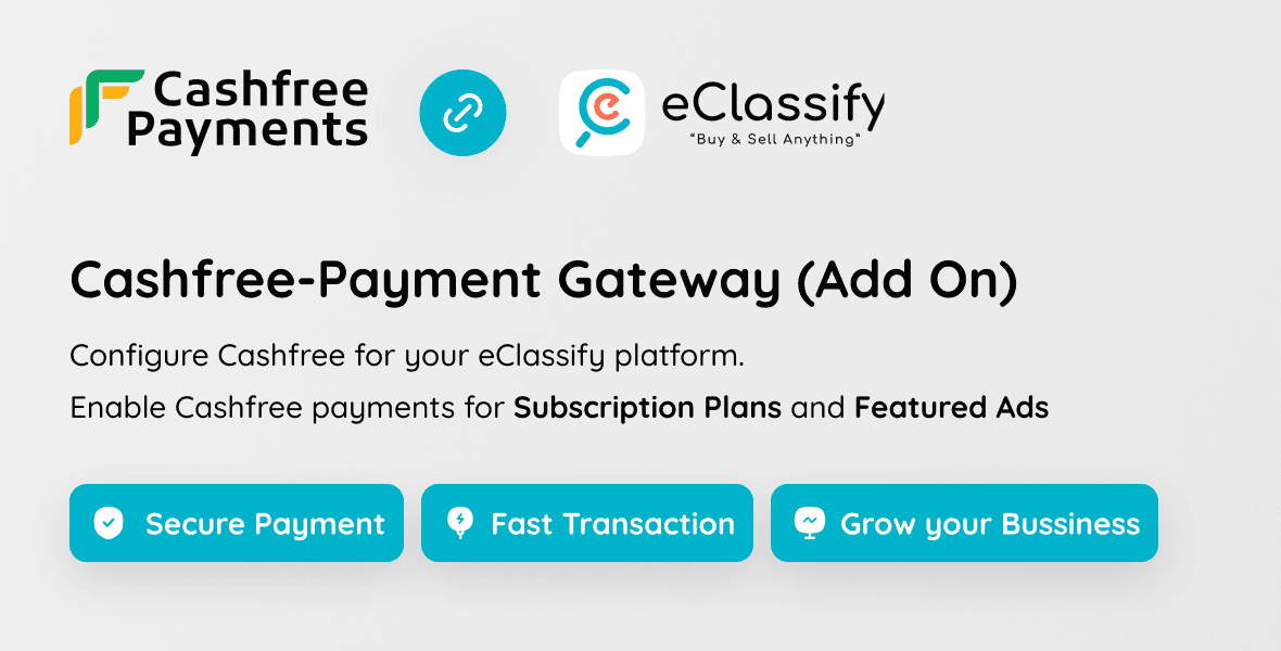 Cashfree Payment Gateway Add-on for eClassify