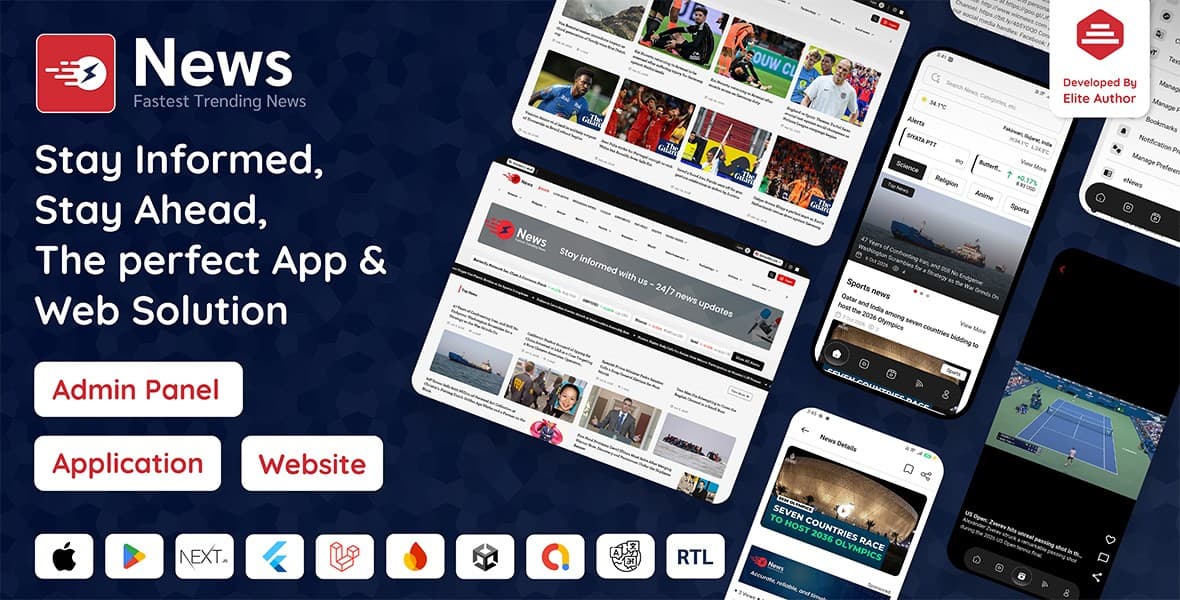 News App and Web - Flutter News App for Android and IOS App | News Website with Admin panel