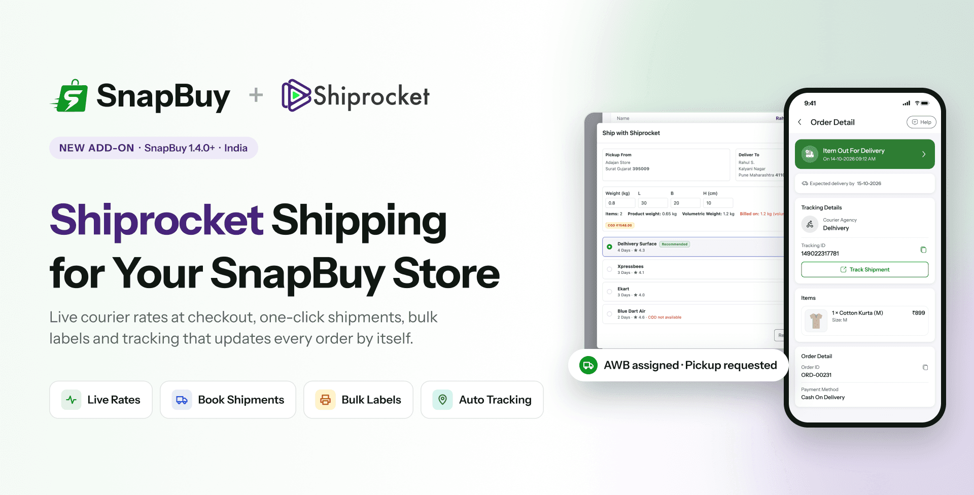 Shiprocket Shipping Add-on for SnapBuy