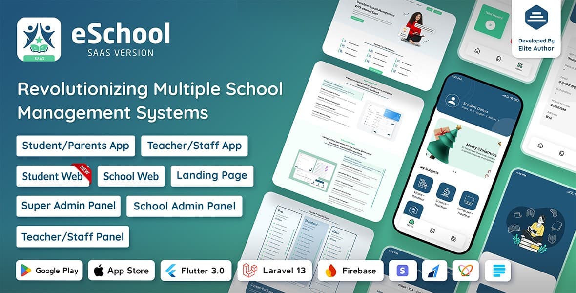 eSchool SaaS - School Management System with Student | Parents Flutter App | Laravel Admin