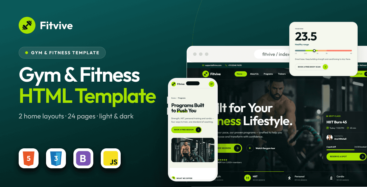 Fitvive - Gym & Fitness Website Template