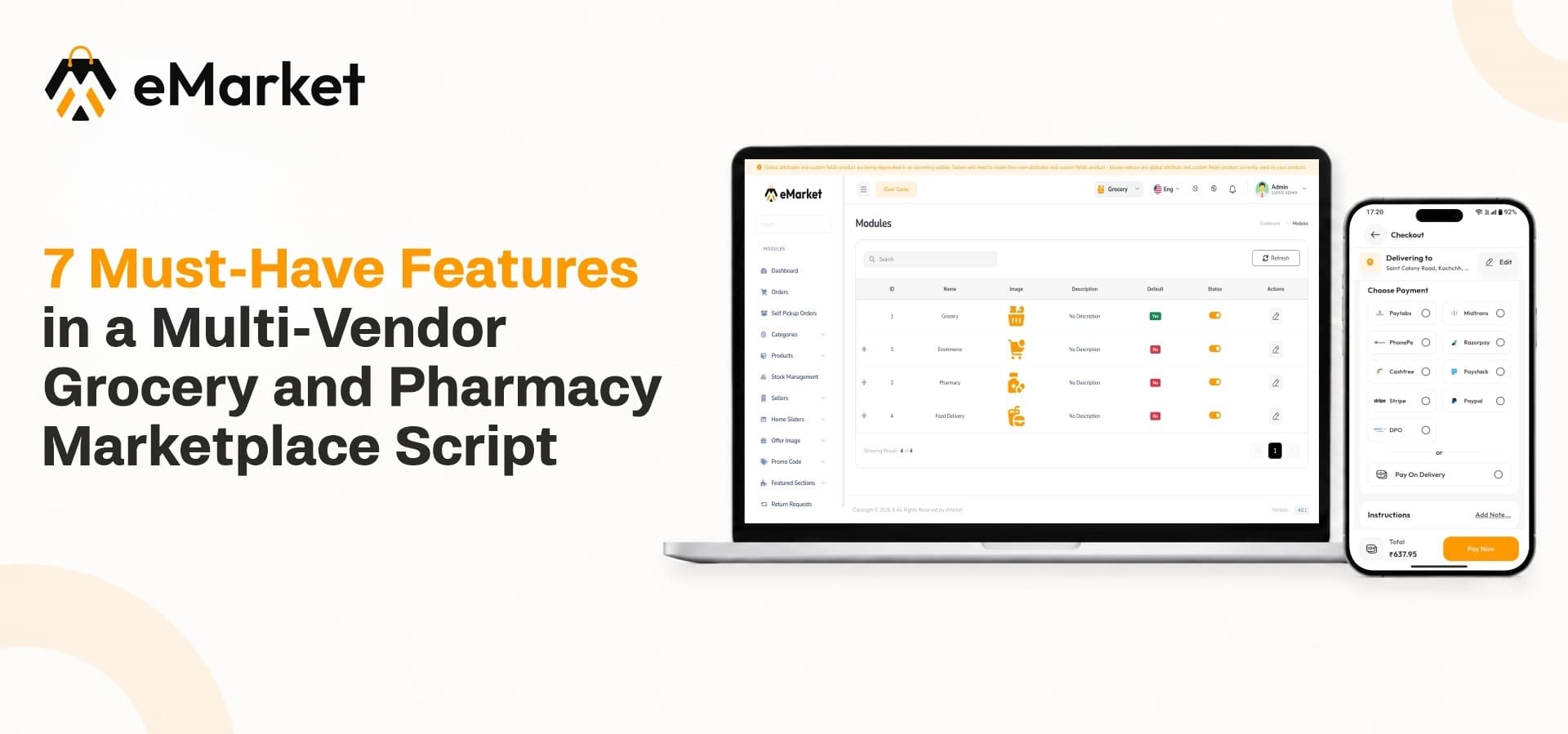 7 Must-Have Features in a Multi-Vendor Grocery and Pharmacy Marketplace Script