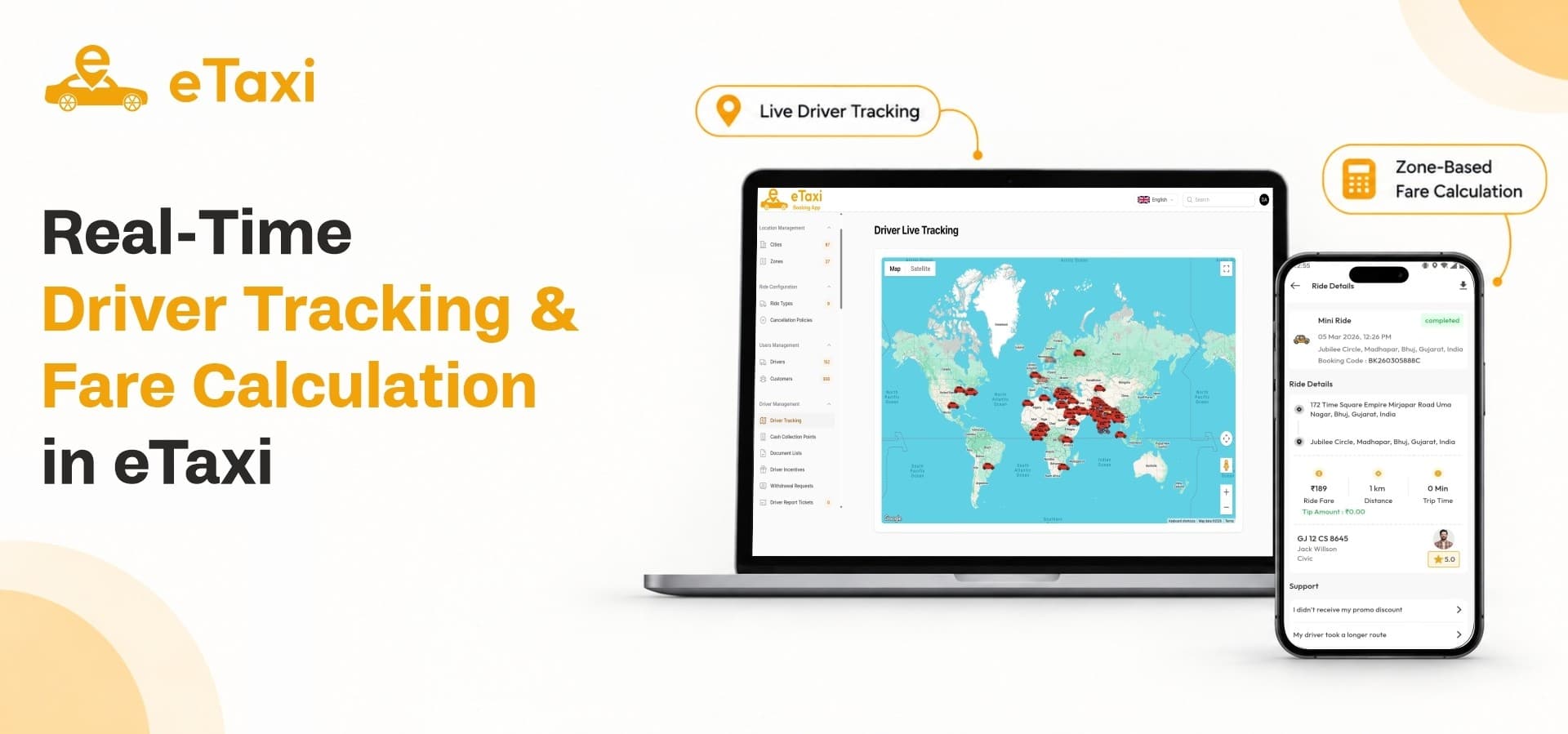 Real-Time Driver Tracking and Fare Calculation in eTaxi