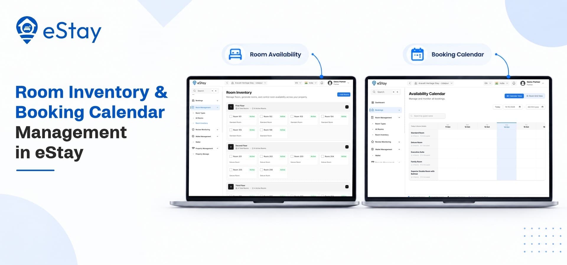 Room Inventory and Booking Calendar Management in eStay