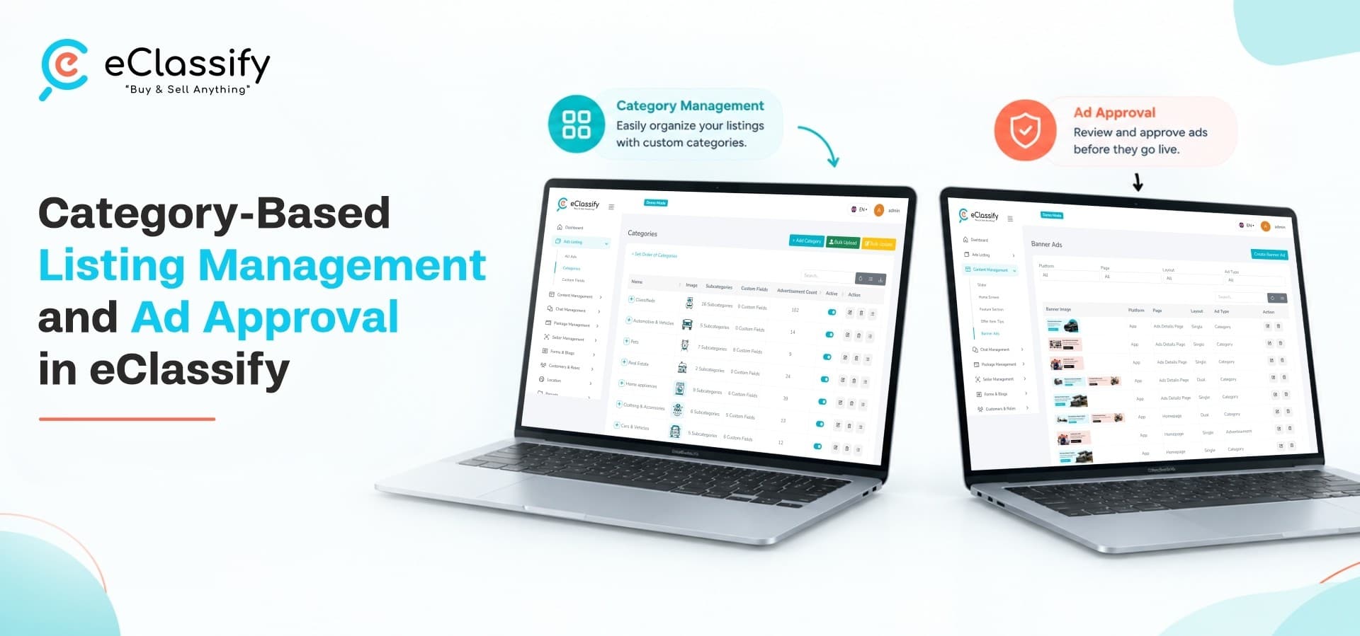 Category-Based Listing Management and Ad Approval in eClassify