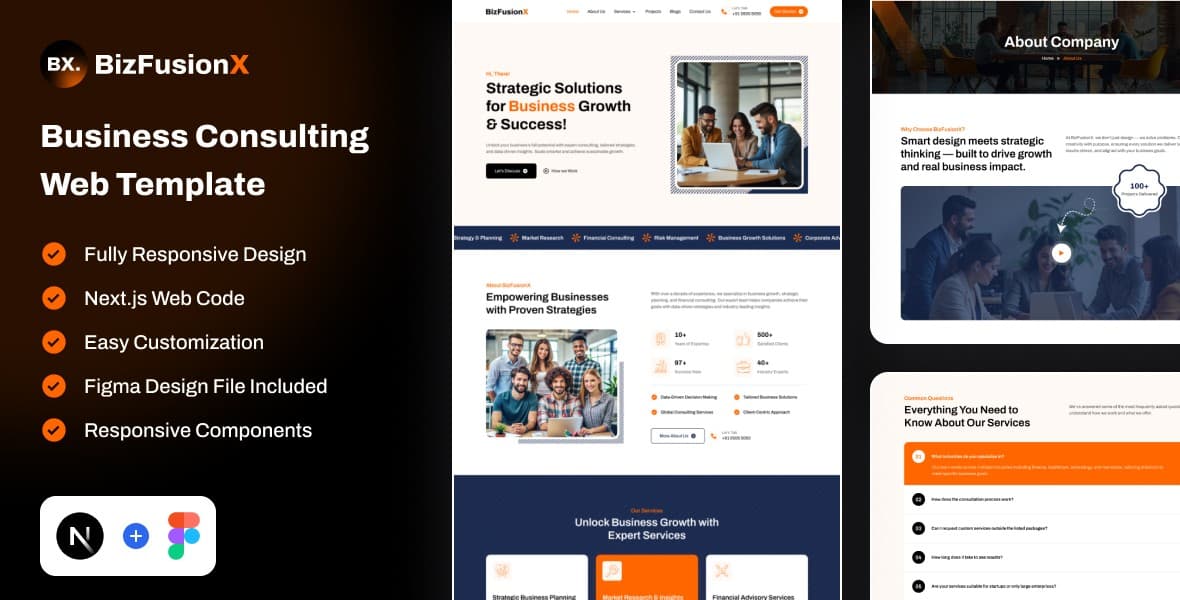 BizFusionX - Business Consulting Next.js Website Template