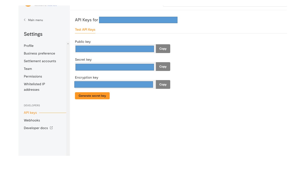 Flutterwave API Keys