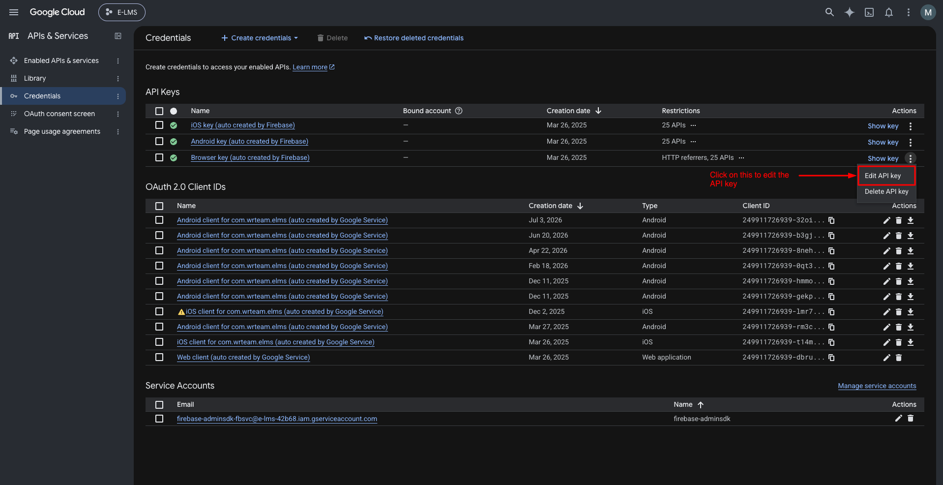 Edit Browser API Key