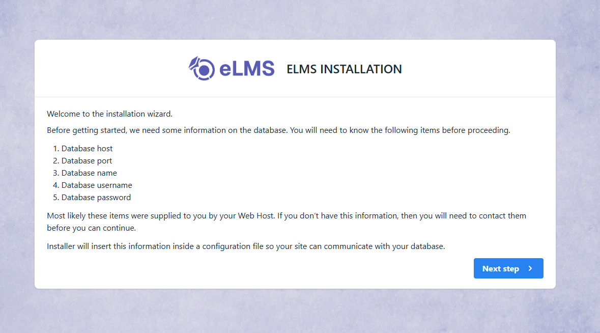 Installation Screen