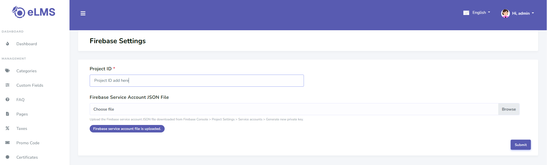 Firebase Settings