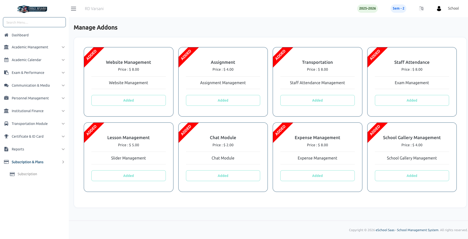 Manage Subscription Plans