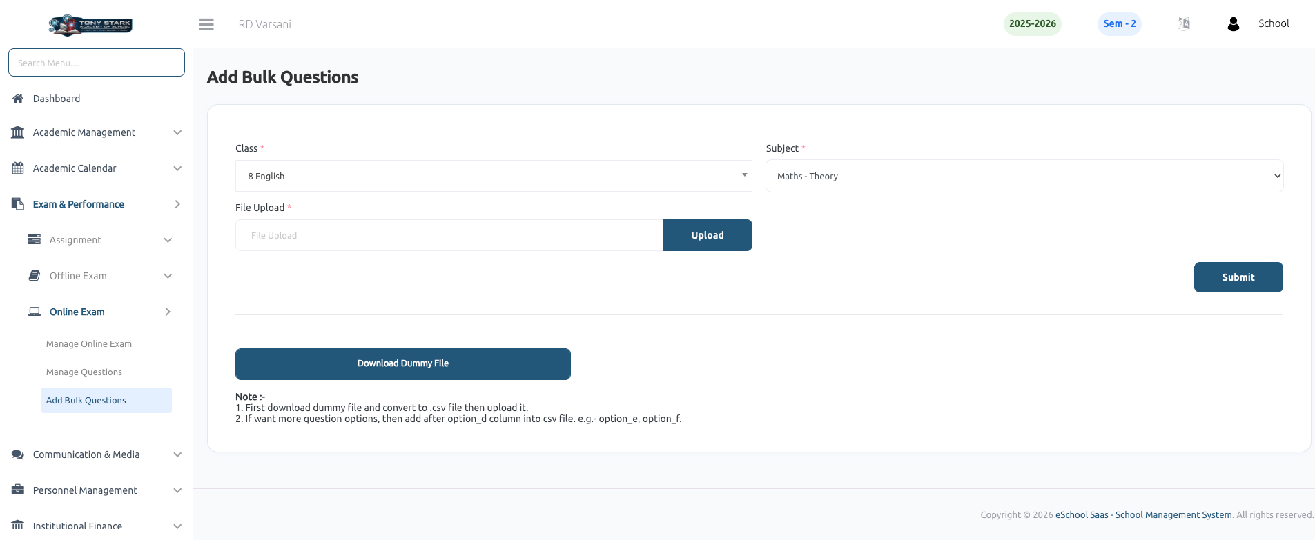 Add Bulk Questions