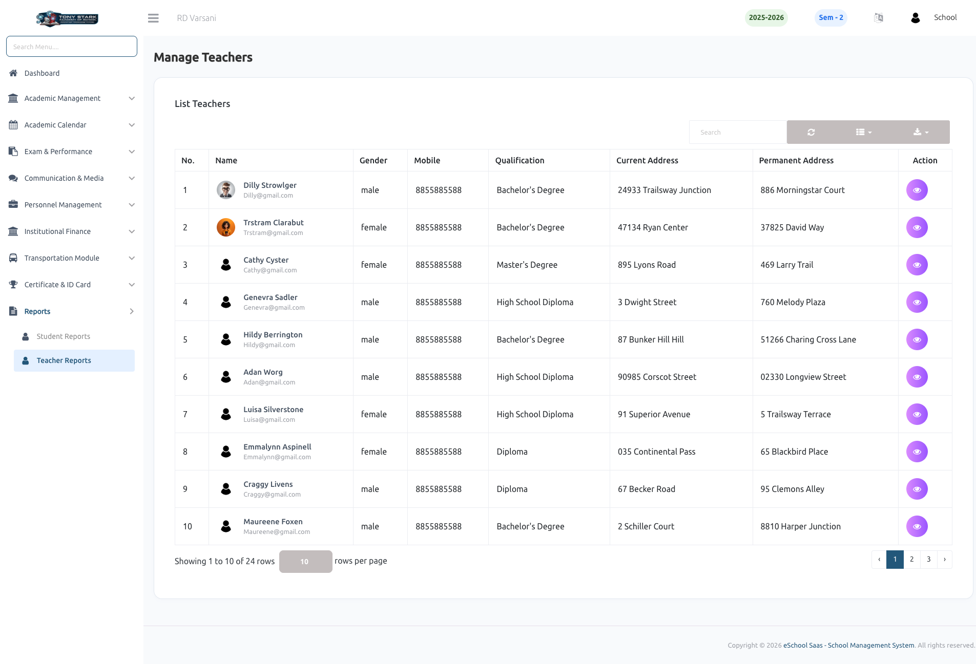 Teacher List
