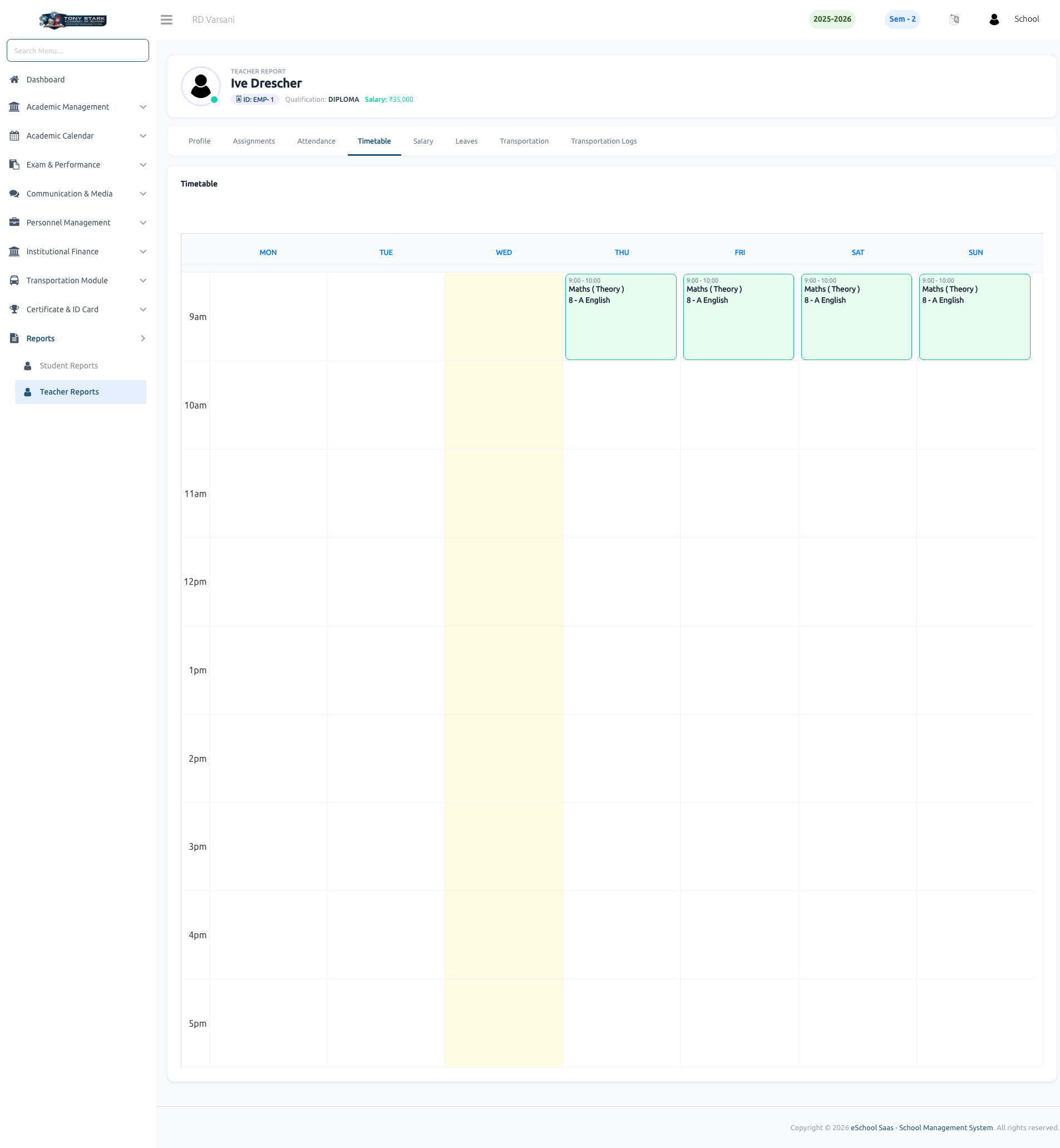 Teacher Timetable