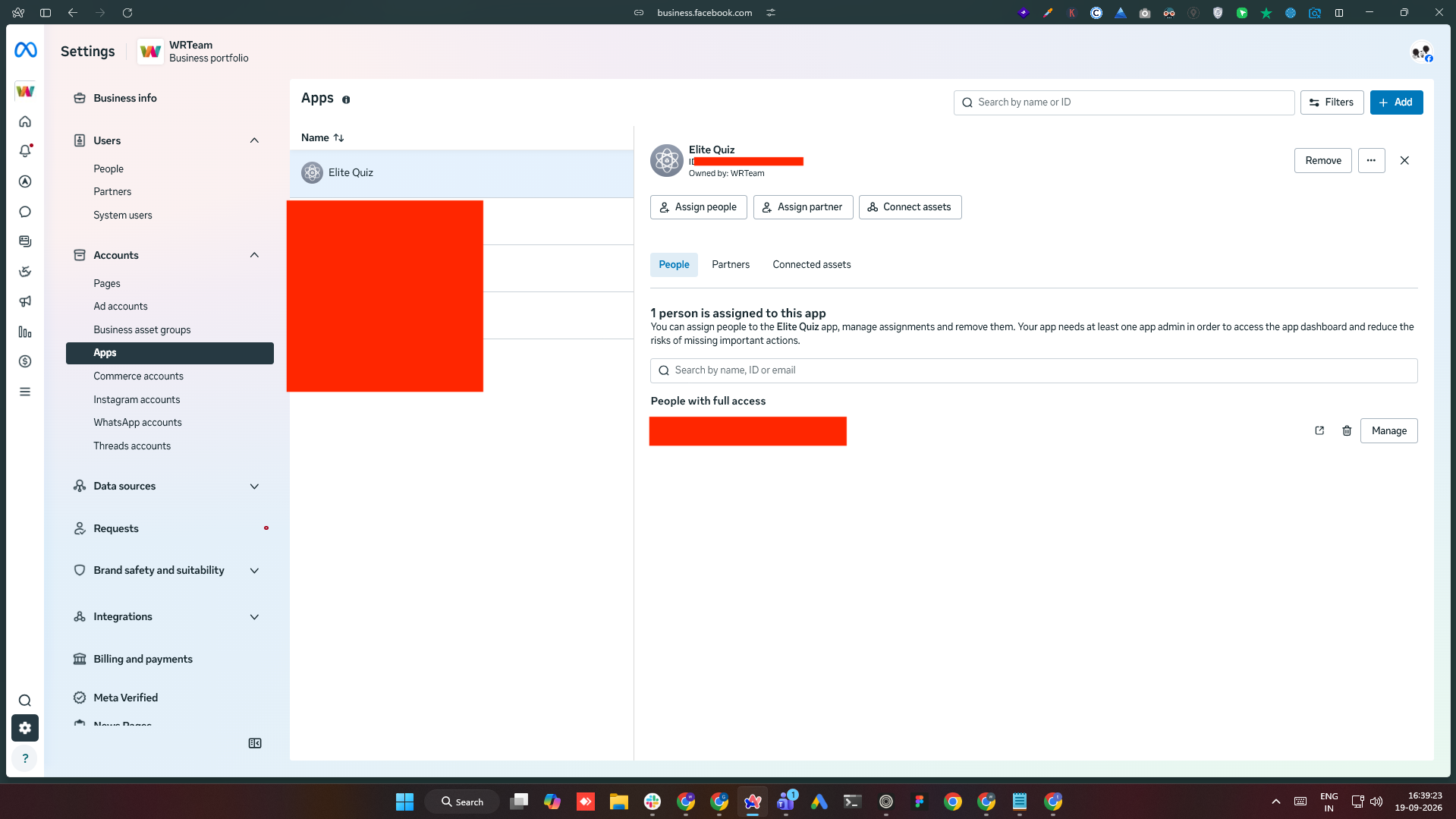 Business Settings — Apps