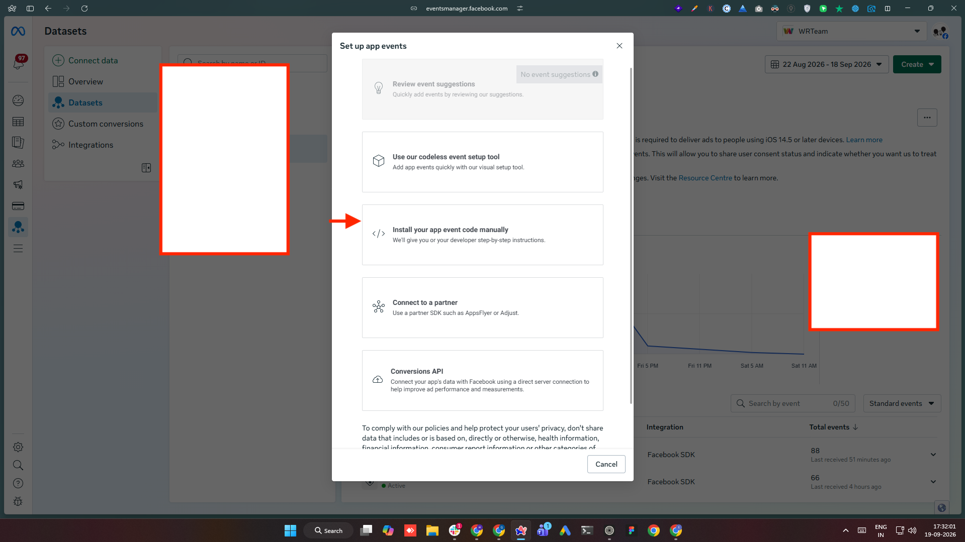 Install app events — choose install method