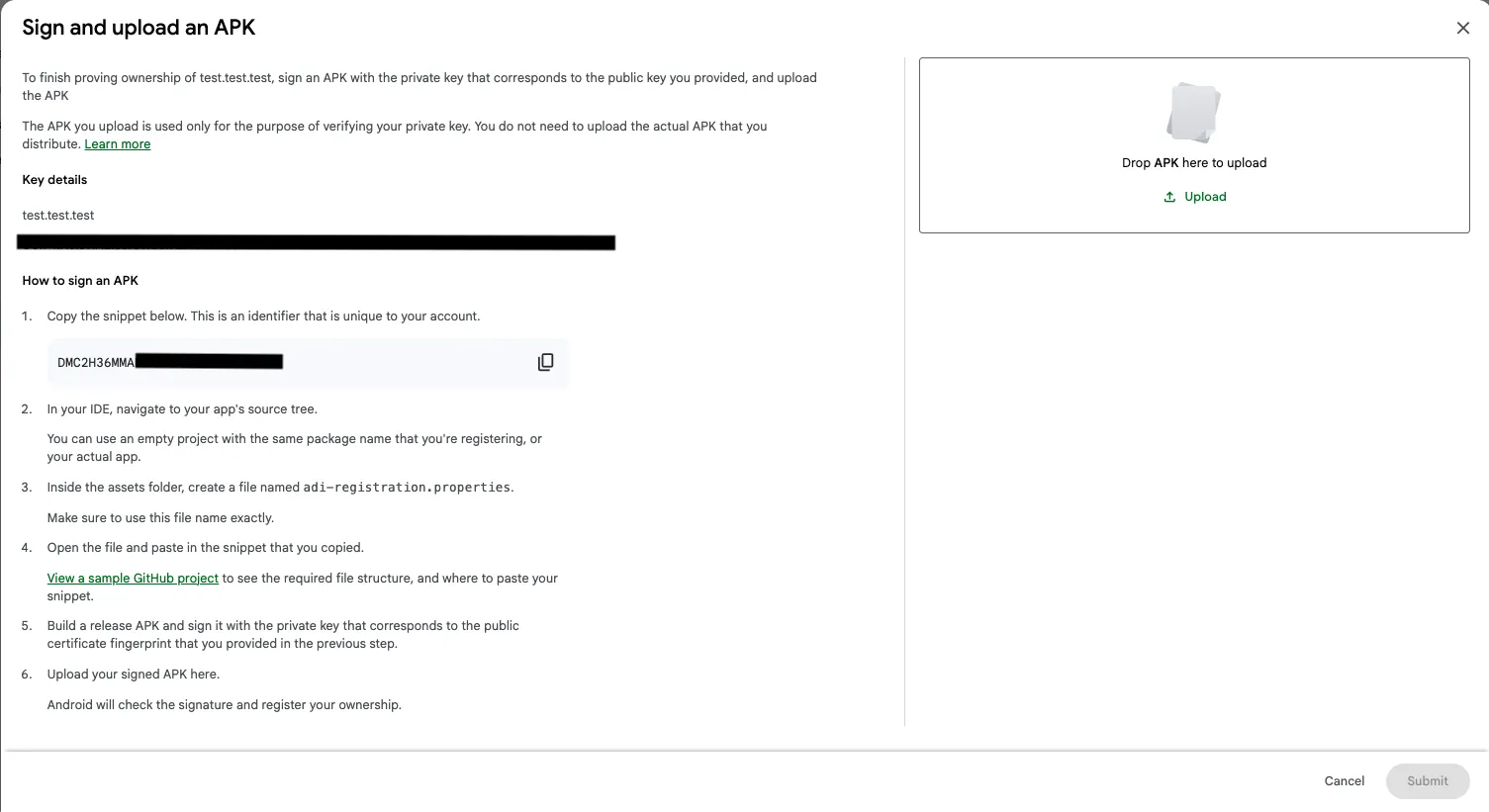Uploading the signed APK